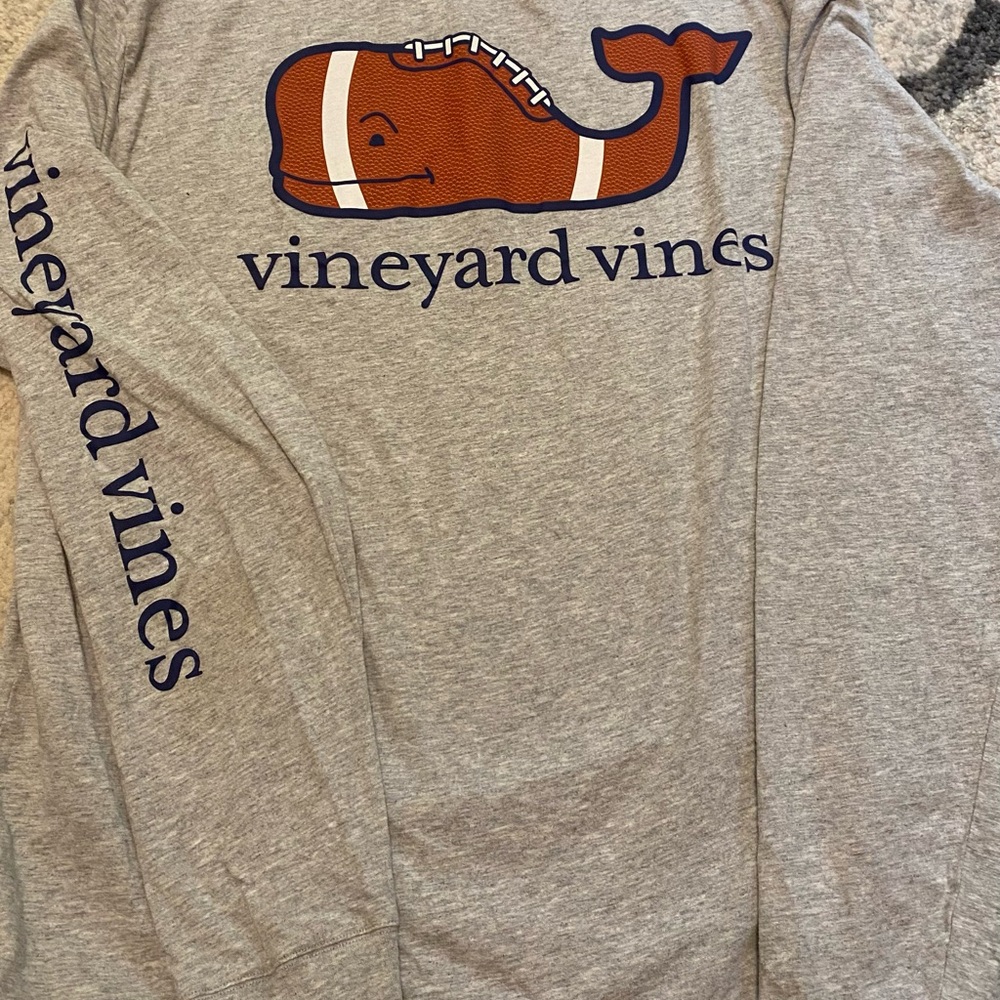 Vineyard Vines Gray Long Sleeve Football Tee